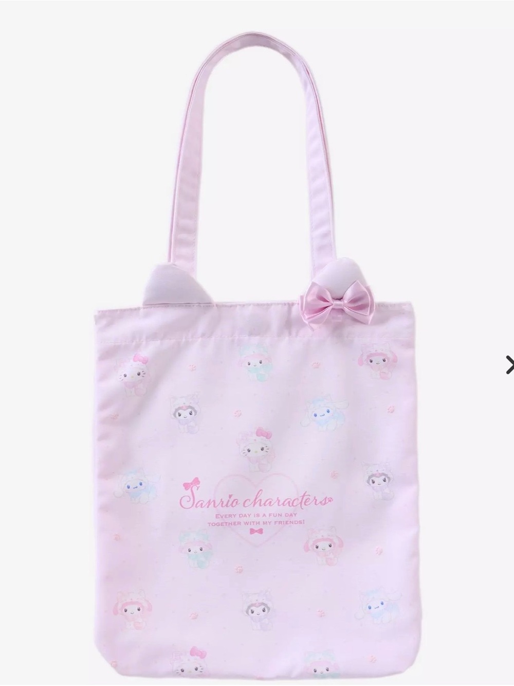 Sanrio Pink cat ears Character Tote Bag with Bow Accent